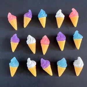 15 pcs Ice Cream Cone Pink Blue White Purple Dessert Resin Charms Slime Cabochon
